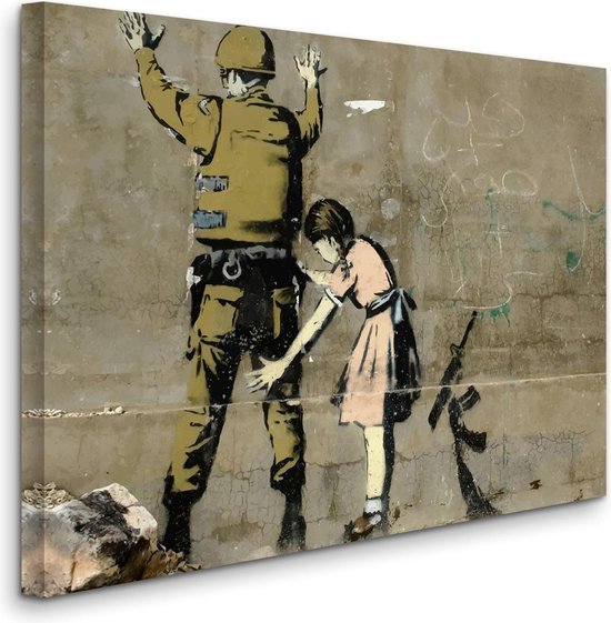 BANKSY Girl Frisking Soldier Impression sur toile