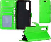 Samsung Galaxy A50 Hoesje Wallet Case Bookcase Hoes Lederen Look - Groen