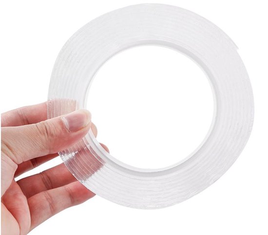 Afvoer domein Grit Dubbelzijdig Tape – 3 Meter – Nano tape – Herbruikbaar – Transparant –  Ultra Dun (1mm) | bol.com