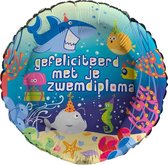 Helium folieballon 'Gefeliciteerd met je zwemdiploma' - 46 cm - gevuld met helium