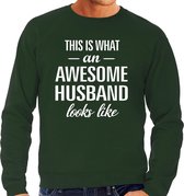 Awesome husband / echtgenoot cadeau sweater groen heren L