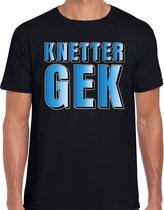 Knetter gek t-shirt zwart met blauwe letters voor heren M