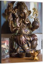 Dibond –Religieuze Olifanten Beeldje– 40x60cm Foto op Aluminium (Wanddecoratie van metaal)