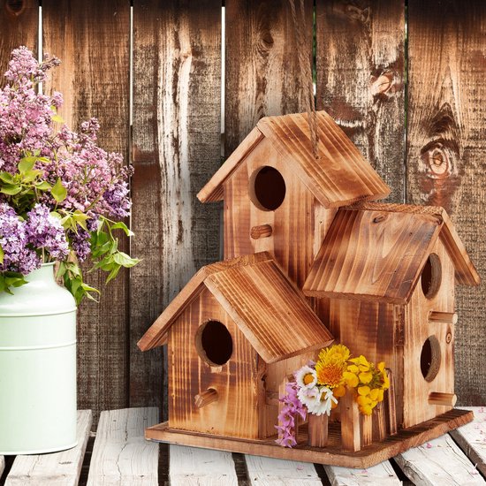 Relaxdays vogelhuis - hout - vogelhuisje - nestkast - houten huisje - decoratie voor tuin - Relaxdays
