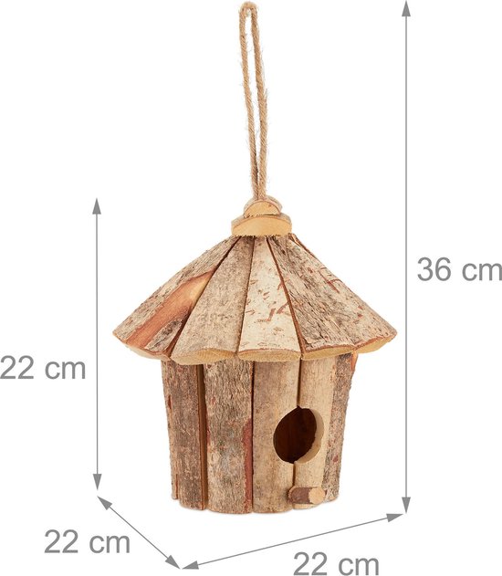 Relaxdays decoratie vogelhuisje - hout - vogelhuis - hangend - nestkastje - buiten - tuin - Relaxdays