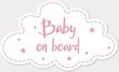 Sticker Baby on board - 20x12cm - Roze