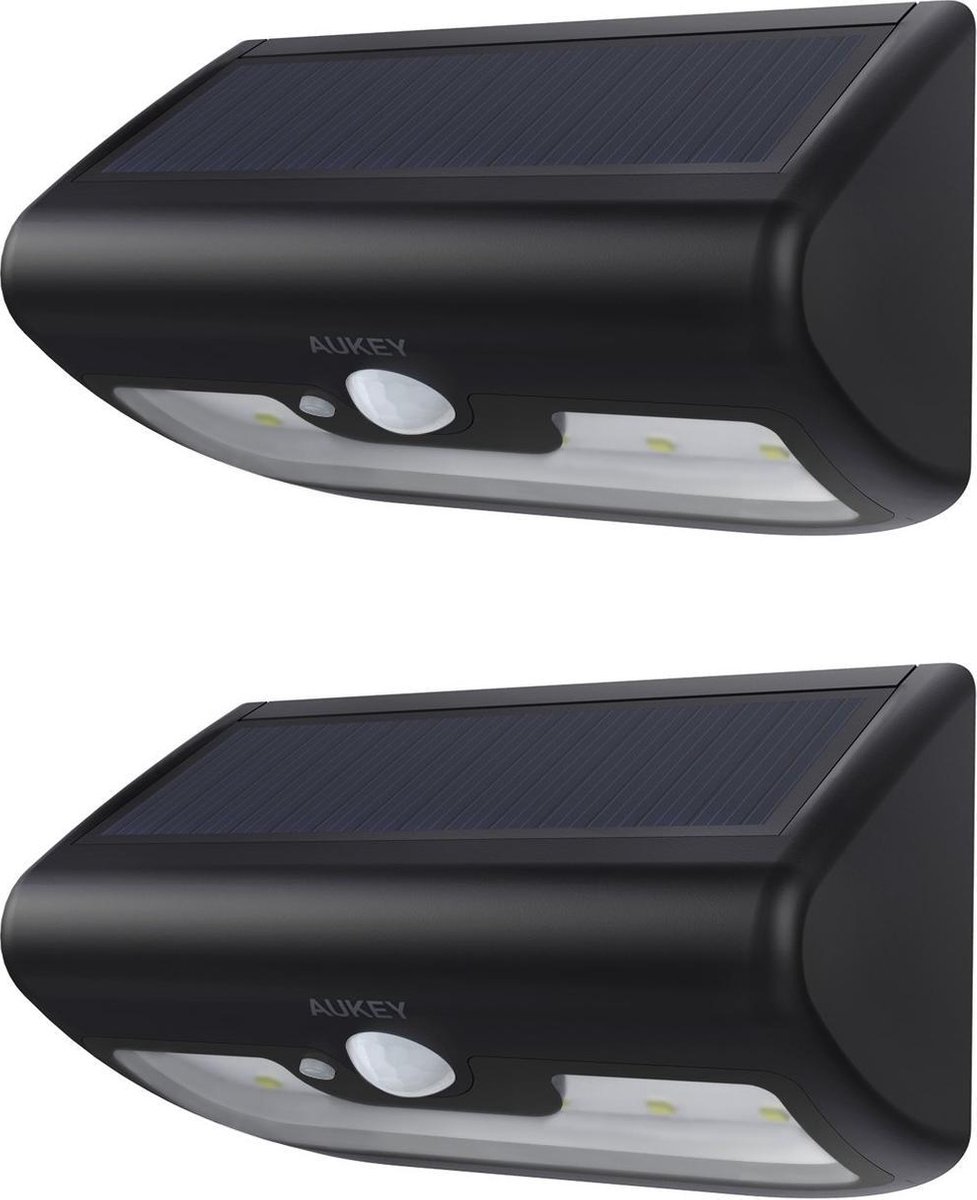 AUKEY Solar Light LT-W22 , 2-pack 120lm 10-LED bewegingssensorlichten, waterbestendig, buiten, wandgemonteerde verlichting voor tuin, terras of veranda