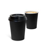 Zwarte 240 ml kartonnen bekers voor cappuccino - inclusief deksel - 50 stuks