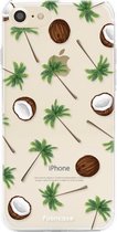 Fooncase Hoesje Geschikt voor iPhone SE (2020) - Shockproof Case - Back Cover / Soft Case - Coco Paradise / Kokosnoot / Palmboom