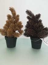 2 decoratieve gekleurde kunstplanten - bruin en goud