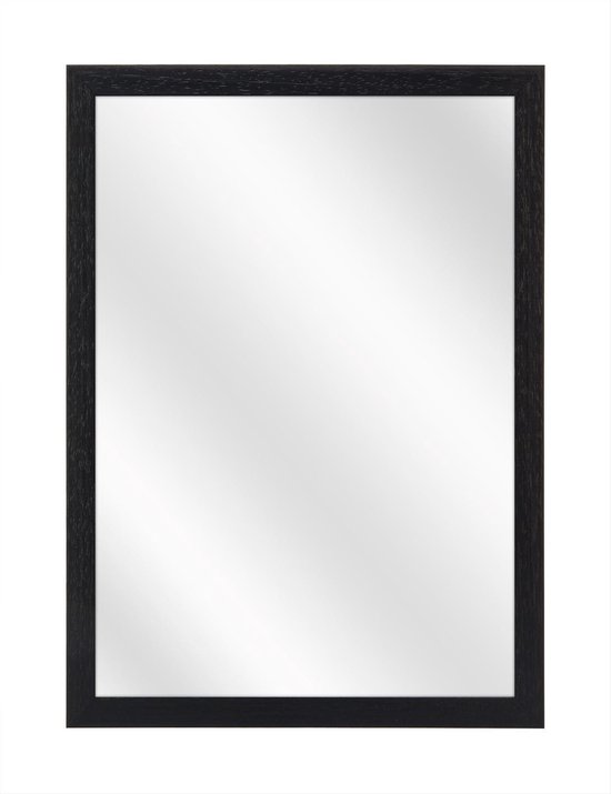 Miroir avec cadre en bois plat - Zwart - 40x60 cm