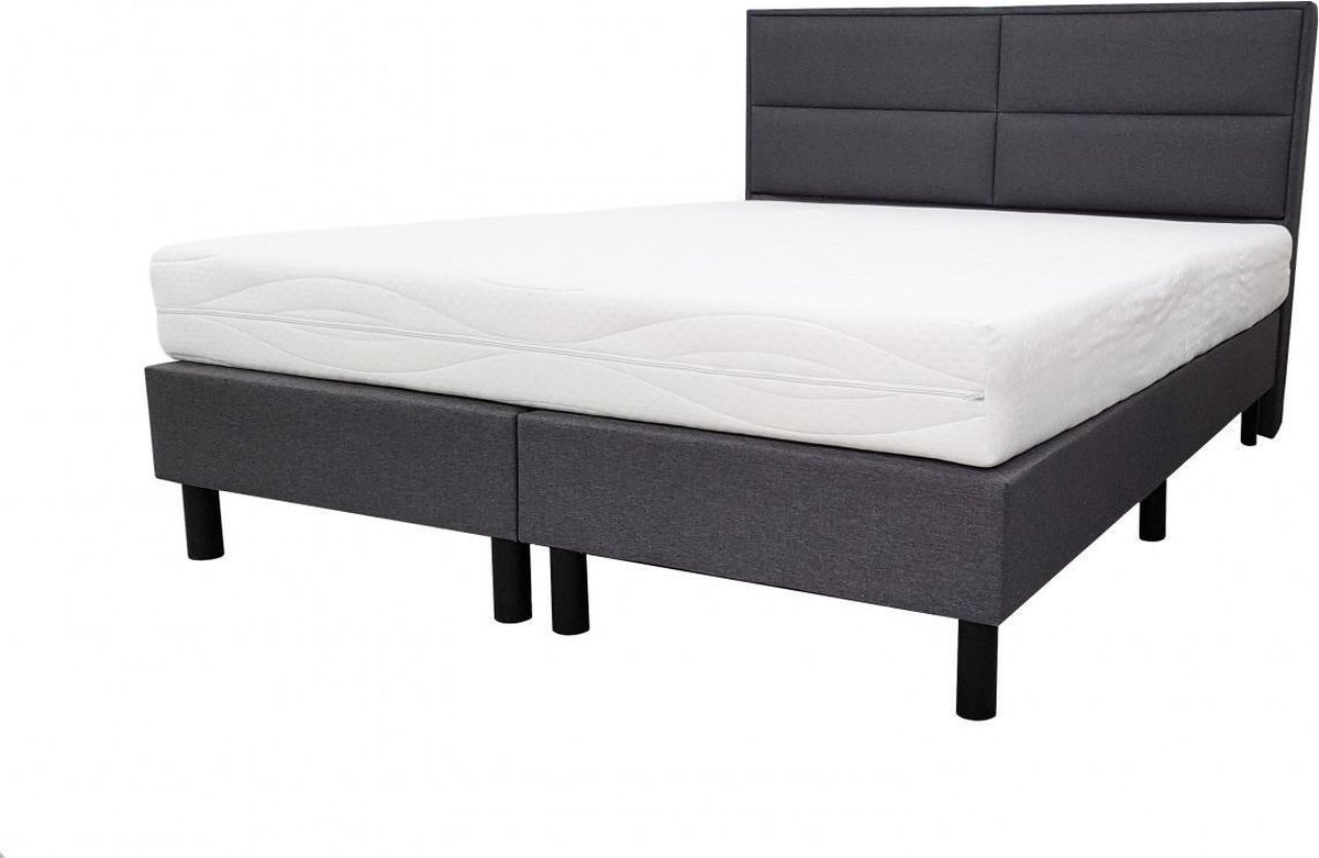 Boxspring Landsmeer - 140x200 - Incl Comfort Foam matras - Antraciet stof