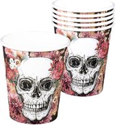 Boland - Tafeldecoratie - Halloween Bekers Day of The Dead Karton 250ml 6 stuks