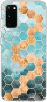 Casetastic Samsung Galaxy S20 4G/5G Hoesje - Softcover Hoesje met Design - Honeycomb Art Blue Print