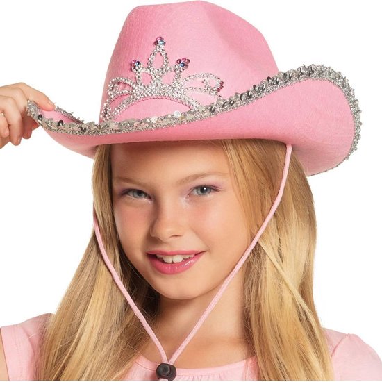 Boland - Kinderhoed Glimmer Roze - 58 - Kinderen - Vrouwen - Cowboy - Indiaan - Boland