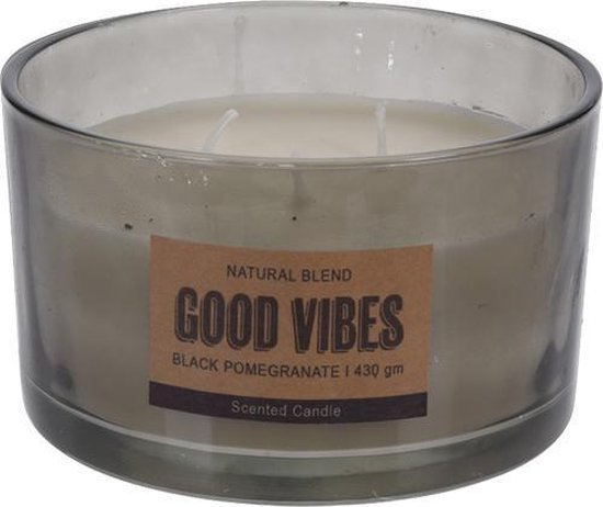 kaars - in glas - pome granate met tekst Good Vibes - geurkaars