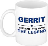 Naam cadeau Gerrit - The man, The myth the legend koffie mok / beker 300 ml - naam/namen mokken - Cadeau voor o.a verjaardag/ vaderdag/ pensioen/ geslaagd/ bedankt
