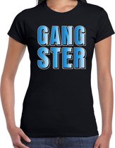 Gangster fun tekst t-shirt zwart dames XS