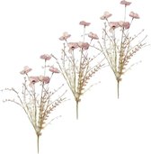 Set van 4x stuks roze klaproos/poppy pink gedroogde kunstbloemen 53 cm - Kunstbloem/kunsttakken