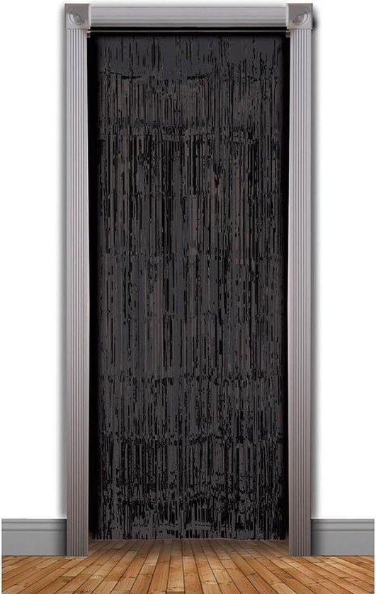 Visser Scheiding Schaken 4x stuks zwarte party folie slierten deurgordijnen 240 x 49 cm -  Feestartikelen en... | bol.com