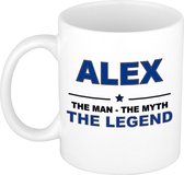 Naam cadeau Alex - The man, The myth the legend koffie mok / beker 300 ml - naam/namen mokken - Cadeau voor o.a verjaardag/ vaderdag/ pensioen/ geslaagd/ bedankt