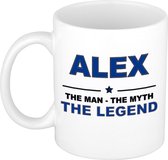 Naam cadeau Alex - The man, The myth the legend koffie mok / beker 300 ml - naam/namen mokken - Cadeau voor o.a  verjaardag/ vaderdag/ pensioen/ geslaagd/ bedankt