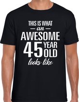 Awesome 45 year - geweldig 45 jaar cadeau t-shirt zwart heren -  Verjaardag cadeau XL