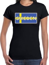 Zweden / Sweden landen t-shirt zwart dames -  Zweden landen shirt / kleding - EK / WK / Olympische spelen outfit S