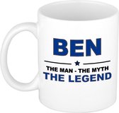 Naam cadeau Ben - The man, The myth the legend koffie mok / beker 300 ml - naam/namen mokken - Cadeau voor o.a verjaardag/ vaderdag/ pensioen/ geslaagd/ bedankt