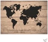 Wandbord hout A3 - Want God had de wereld zo lief - Wereldkaart - Bruin