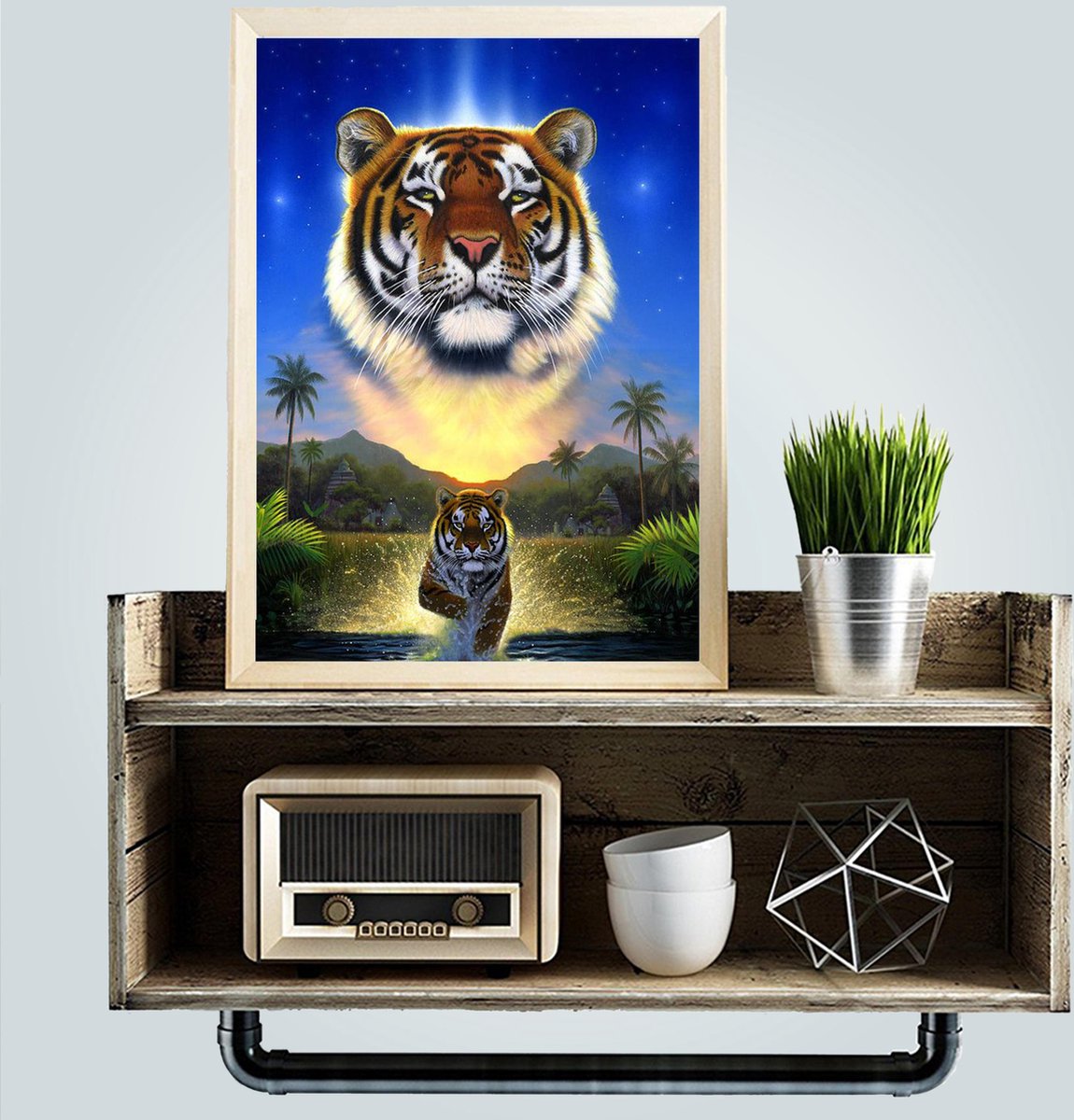 Lion King Tijger Natuur - VIERKANT - 30x40cm - Diamond Painting Volwassenen - Paintd — afbeelding 4