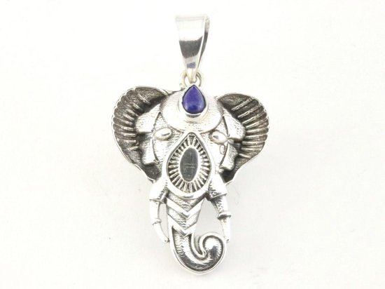 Zilveren Ganesha hanger met lapis lazuli