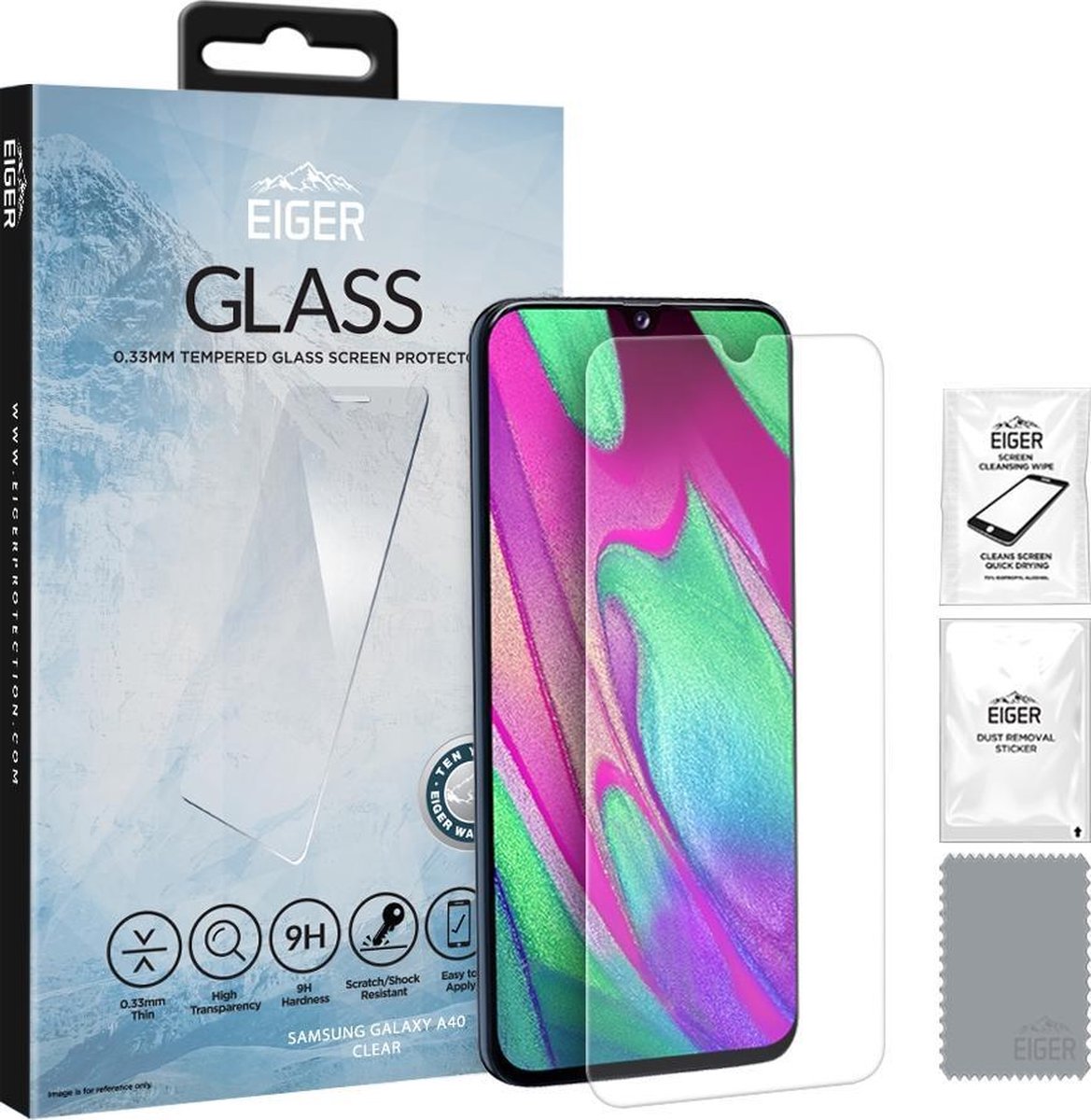 Eiger Samsung Galaxy A40 Tempered Glass Case Friendly Protector Plat