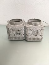 Grijze waxinelichthouder (set van 2)