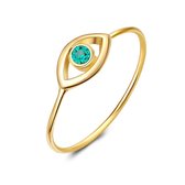 Twice As Nice Ring in 18kt verguld zilver, oog, groene steen  60