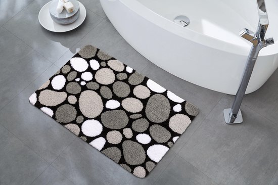Luxe antislip badmat 'Rocks & Stones' - polyester badkamer tapijt 60x90 - MADE IN BELGIUM - Beaulieu International Group