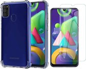 Samsung M21 Hoesje en Samsung M21 Screenprotector - Samsung Galaxy M21 Hoesje Transparant Shock Proof Case + Screen Protector Glas
