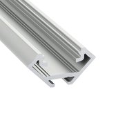 Set van 3 Aluminium LED 45° Hoek-Profielen 16,6mm x 16,6mm Silver Anodized 202cm inclusief PMMA afdekkap/diffuser