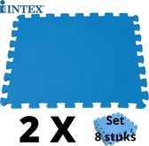 16 tegels - 4m2   Intex Zwembad tegels - 50 x 50 x 1 - Dikke tegels - Foam Ondergrond + Officiële Zwembadtegel Cleaner Intex