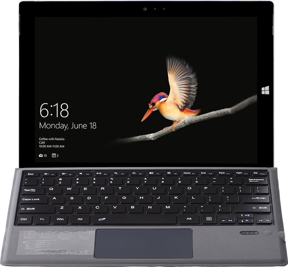 Bluetooth toetsenbord geschikt voor Microsoft Surface Pro 3/4/5/6/7 - Bluetooth Toetsenbord Cover - Met touchpad - Zwart - Case2go