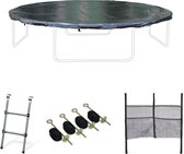 Accessoire set voor trampoline Ø370cm met ladder, beschermhoes, opbergnet voor schoenen en verankeringskit