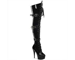 EU 42,5 = US 12 | DELIGHT-3028 | 6 Lace-Up Triple-Buckle PF BT, Side Zip
