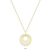 Twice As Nice Halsketting in 18kt verguld zilver, 6 cirkels  39 cm+5 cm