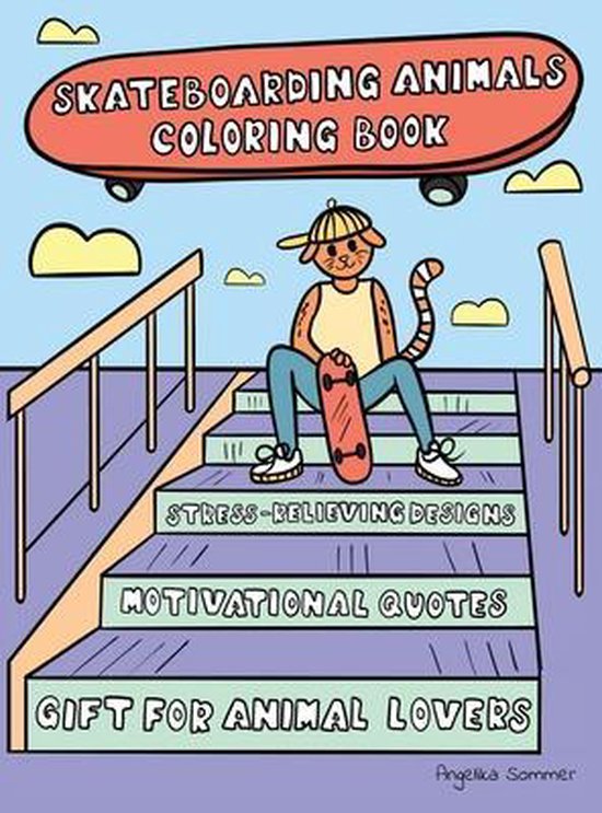 Skateboarding Animals Coloring Book - cover