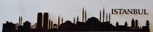 Houten skyline Istanbul - Gebrand hout - Wanddecoratie / muurdecoratie - 38cm x 11.5cm x 12mm - Turkije - Populierenhout