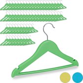 Relaxdays 60x kledinghangers kind - kinderkledinghangers - kleerhangers - hout - groen