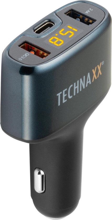 TE18 Technaxx Car Charger QC3.0 + USB-C 17W Black