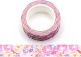 Washi tape - roze paarse bloemen | 15mm x 5m
