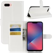 Litchi Texture horizontale flip lederen tas voor OPPO A5, met portemonnee en houder en kaartsleuven (wit)