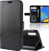 R64 Texture Single Fold Horizontal Flip Leather Case voor Galaxy A7 (2018), met houder & kaartsleuven & portemonnee (zwart)